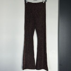 Urban Outfitters rose gold sparkle stripe bell bottoms